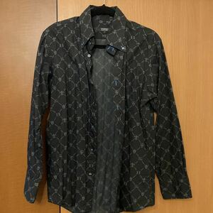 ファッション衣類　☆　廃番古着　長袖シャツ　BURBERRY BLACK LABEL バーバリーブラックレーベル　３サイズ　ブラック　モノグラム