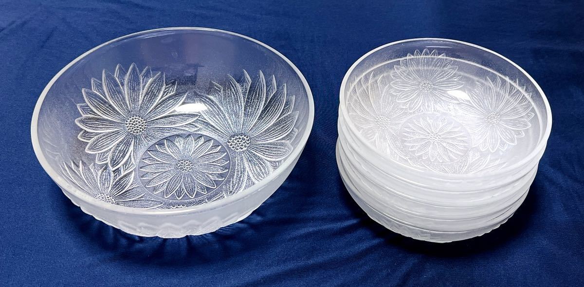 曽我ガラス 花柄 ぶどう柄 深鉢 ガラス皿 大皿 深皿 31㎝ SOGA 未使用