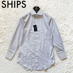 未使用 SHIPS シップス Cotonificio Albini カッターシャツ Yシャツ ストライプ 38 メンズ O42311-91