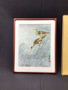 Art hand Auction S12228 [Peinture] Oiseau peinture japonaise, cadre, cas de cadre, inscrit, avec boîte assortie, Peinture, Peinture japonaise, autres