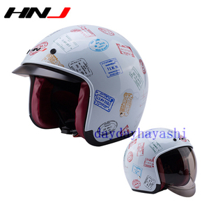 バイク半帽ヘルメット レトロ ヘルメット ジェット 半キャップ ハーレー メンズ レディース シールド付き 紫外線防止UV/L