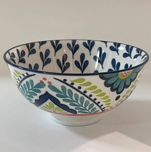 Certified International talavera ボウル 12cm 植物柄 ネイビー 水色 洋食器