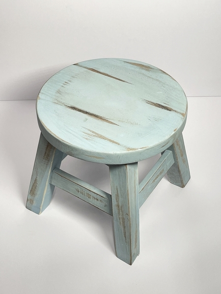 新品 木製 スツール アンティーク ブルー ラウンドスツール 椅子 イス ミニ チェア 花台 サイドテーブル 飾り台 置物 飾り 