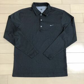 美品　NIKEGOLF 長袖　シャツ　ナイキゴルフ　ゴルフシャツ　M グレー　黒　長袖ポロシャツ ナイキ GOLF 