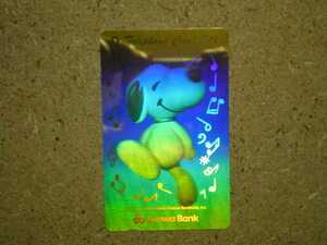 mang* Snoopy Sanwa Bank tent gram telephone card 