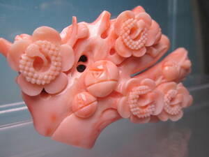 【江月】銀製 本珊瑚 大振りな梅花彫刻の帯留め 52,66g