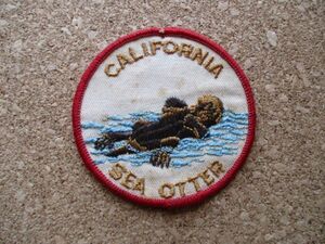 80s カリフォルニアCALIFORNIA SEA OTTERラッコ 刺繍ワッペン/動物ビンテージ水族館PATCH旅行スーベニア観光エンブレム土産USA D9