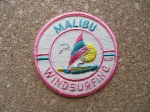 80s MALIBUマリブWINDSURFINGウィンドサーフィン ビンテージ ワッペン/SURF海LAアメリカUSスーベニア西海岸アップリケPATCHパッチ D9