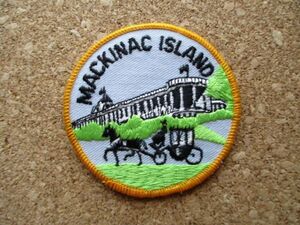 70s マキノー島MACKINAC ISLANDミシガン州ワッペン/PATCH馬車VintageビンテージVoyager旅行アメカジ観光USAパッチ D9