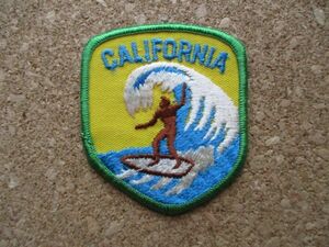 70s カリフォルニア CALIFORNIAサーフィン ワッペン/海サーフsurfing波乗りSURF旅行surfin'アメリカVintageスーベニアPATCH土産USA D②
