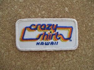 80s ハワイCRAZY SHIRTS HAWAIIクレイジー シャツ刺繍ワッペン/ロゴLOGOねこTシャツPATCHサーフィンSURFお土産サーフ旅行ビンテージUSA D10