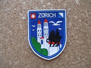 チューリッヒZURICHワッペン/SCHWEIZ-SUISSEスイスSWITZERLAND建築物PATCH銅像SWISSエンブレム鳥パッチ旅行EMBLEMスーベニア D①