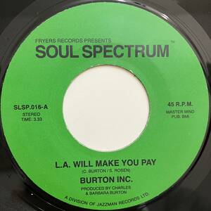 新品 7” ★ Burton Inc. - L.A. Will Make You Pay / Why Don't You Let Me Know ★ レコード オルガンバー サバービア フリーソウル muro