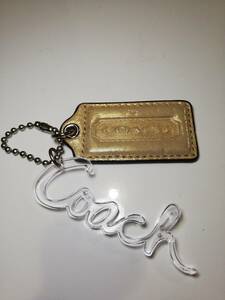  regular *COACH Coach / Logo plate strap bag charm key holder * Gold 