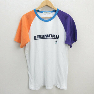 z■ランドリー/LAUNDRY リンガー半袖Tシャツ【L】白/men's/187【中古】■