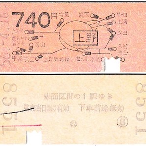 国鉄 地図式乗車券 £25 昭和56年 上野 → 740円 の画像1