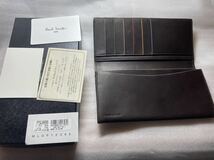 正規品 箱付 ポールスミス PaulSmith カラーフラッシュ かぶせ 長財布 ブラウン 牛革 革 レザー メンズ 財布 カードケース 定期入れ_画像10