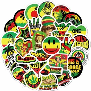 ラスタ ラスタカラー Rastafarian color エチオピア ジャマイカ 陽気 赤 黄 緑 カラフル シール ステッカー50枚HQの画像4