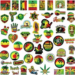 ラスタ ラスタカラー Rastafarian color エチオピア ジャマイカ 陽気 赤 黄 緑 カラフル シール ステッカー50枚HQの画像2