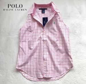 新品　RALPH LAURENラルフローレン　チェック　ノースリーブ　シャツ　L