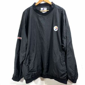 ■Logo Athletic NFL Pittsburgh Steelers スティーラーズ Castrol 刺繍ロゴ ナイロン プルオーバー ジャケット 古着 アメフト アメカジ■ 