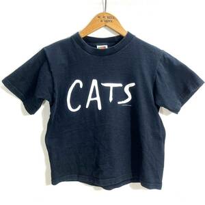 ■ 子供用 FRUIT OF THE LOOM フルーツオブザルーム CATS キャッツ ミュージカル プリント 半袖 Tシャツ サイズ10/12 黒 古着 キッズ ■ 