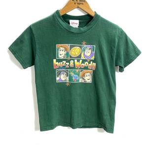 ■ 子供用 USA製 ビンテージ Disney ディズニー Toy Story トイストーリー バズ ウッディー イラスト プリント 半袖 Tシャツ XXS 緑 ■ 