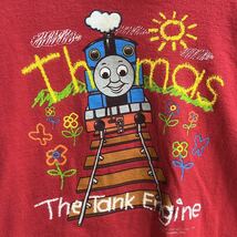 ■ 子供用 90s 90年代 USA製 ビンテージ Changes Thomas 機関車 トーマス シングルステッチ イラスト 半袖 Tシャツ サイズ5-6 赤 キッズ ■_画像3