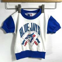 ■ 子供用 90s 90年代 ビンテージ MLB Toronto Blue Jays ブルージェイズ リブ付き 半袖 Tシャツ サイズ2T 白 ベビー服 野球 メジャー ■ _画像1