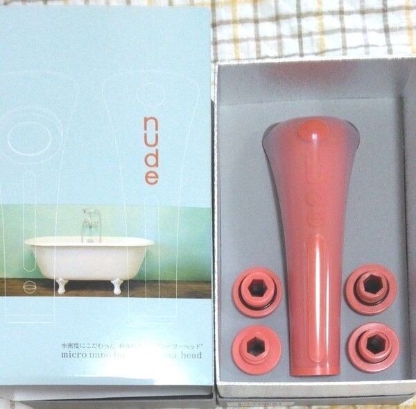 ◆最終価格◆マイクロ・ナノバブルシャワーヘッド nude 【おうち髪エステ♪】オレンジ〈コーラルピンク〉日本製!【うるおう力】