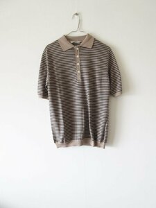  beautiful goods mina perhonen / mina perhonen sheep cloud M BEIGE * cotton border knitted polo-shirt cut and sewn 