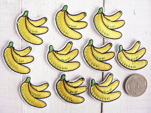 ワッペン　バナナ　B　ミニ　アイロンワッペン　アイロンパッチ　10枚セット　フルーツ　　　#1053