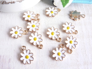  charm . flower white 10 piece ( #1852) Mini flower handicrafts parts handmade materials 