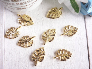  charm monstera . flower 10 piece insertion Gold handicrafts parts handmade materials #962