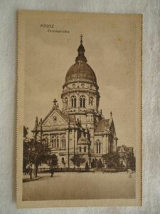 【絵葉書1枚】 Christuskirche Mainz /マインツ キリスト教会 /ドイツヴィンテージ 建築 Eduard Kreyssig ハガキ 51-17