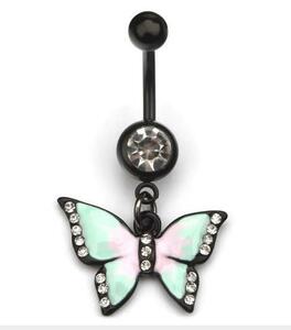  black colorful butterfly butterfly butterfly navel pierce 