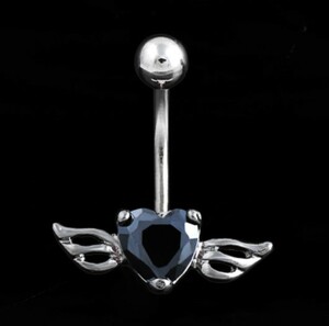  angel. feather Heart navel pierce ( black )