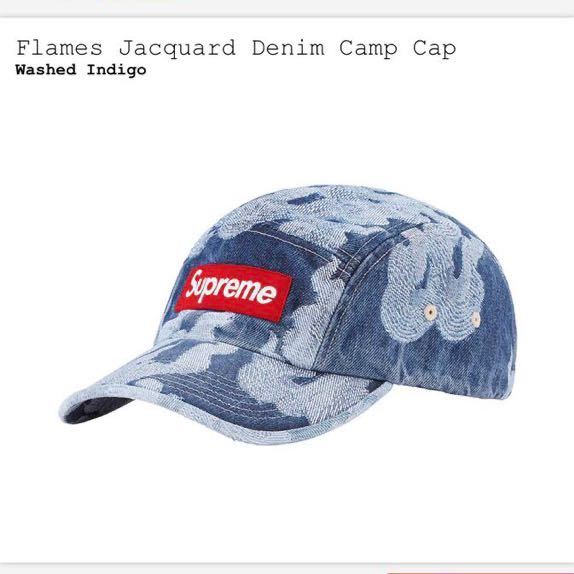 新品・未使用】Supreme シュプリーム Flames Jacquard Denim Camp Cap