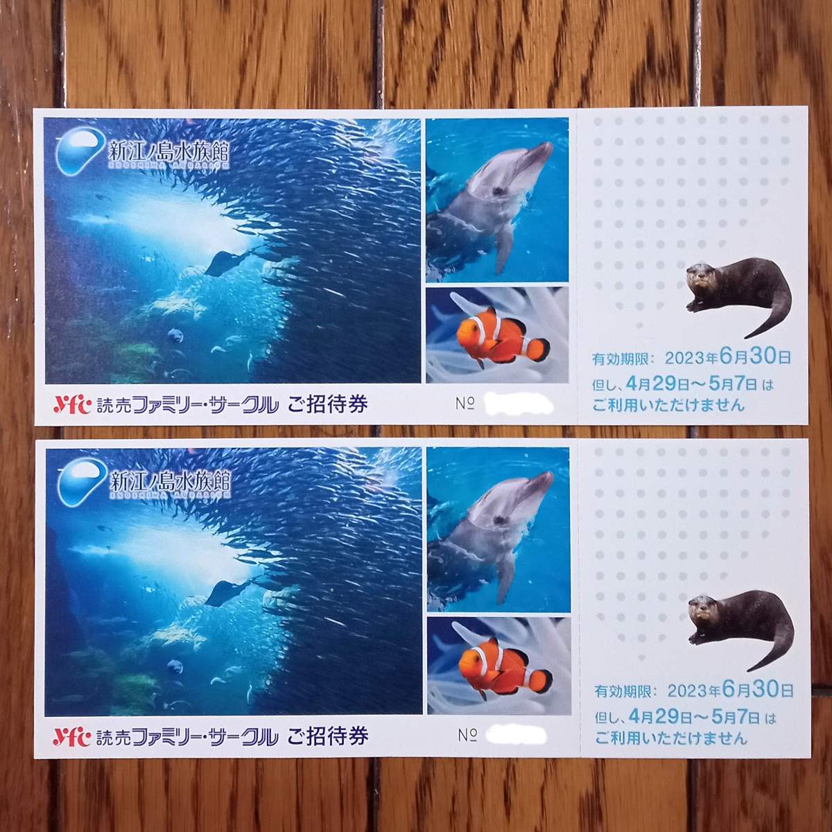 新江ノ島水族館 ご招待券 2枚セット ペアチケット 有効期日9月30日 えの水