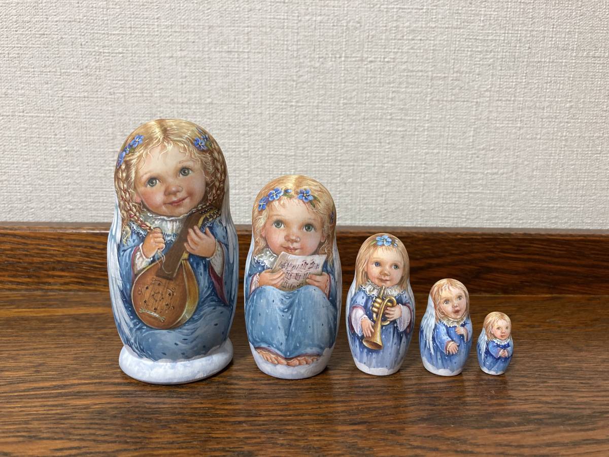 Russian Goods ☆ Angel Matryoshka (5P) H11cm Lute Lida Kobo, Handmade items, interior, miscellaneous goods, ornament, object