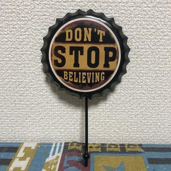 【新品】ボトルキャップ型 壁掛け フック◆DON'T STOP◆アメリカン 雑貨◆ビンテージ風