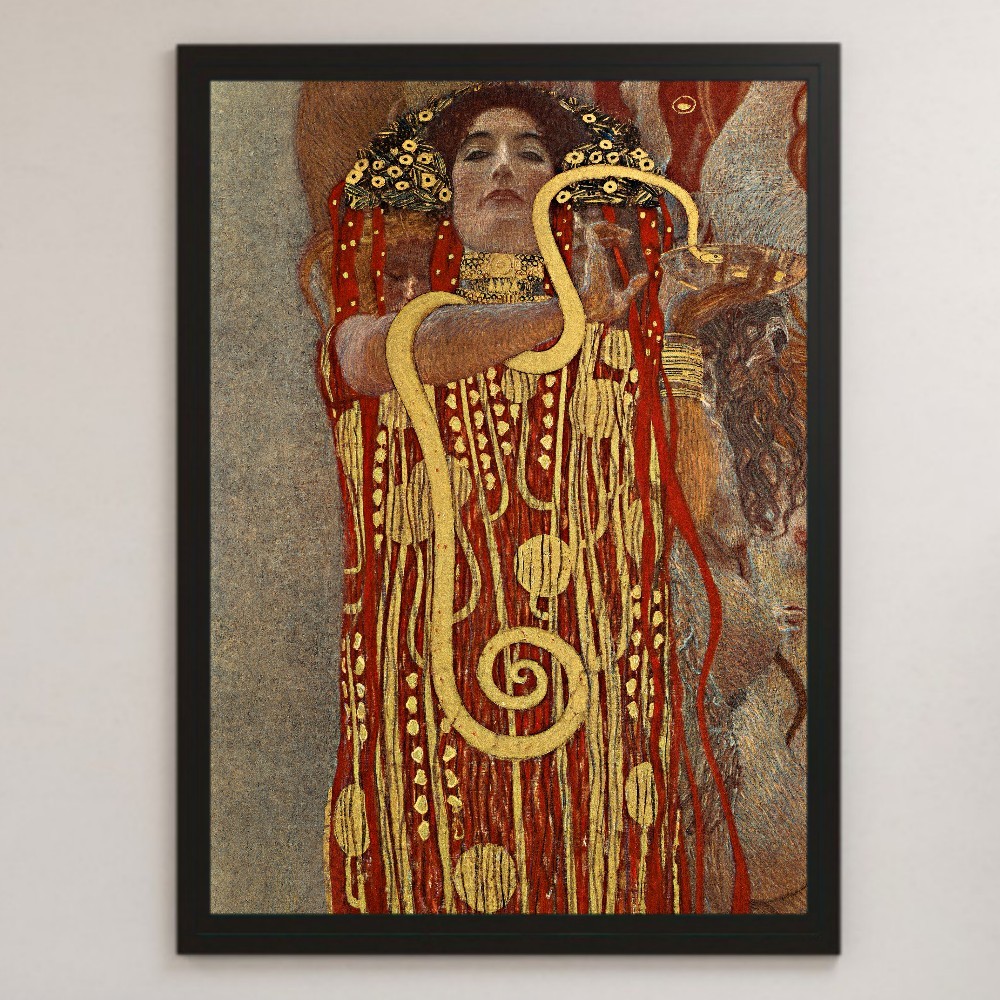 Gustav Klimt Hygieia pintura arte brillante cartel A3 bar café vintage clásico retro interior beso mujer pintura, residencia, interior, otros