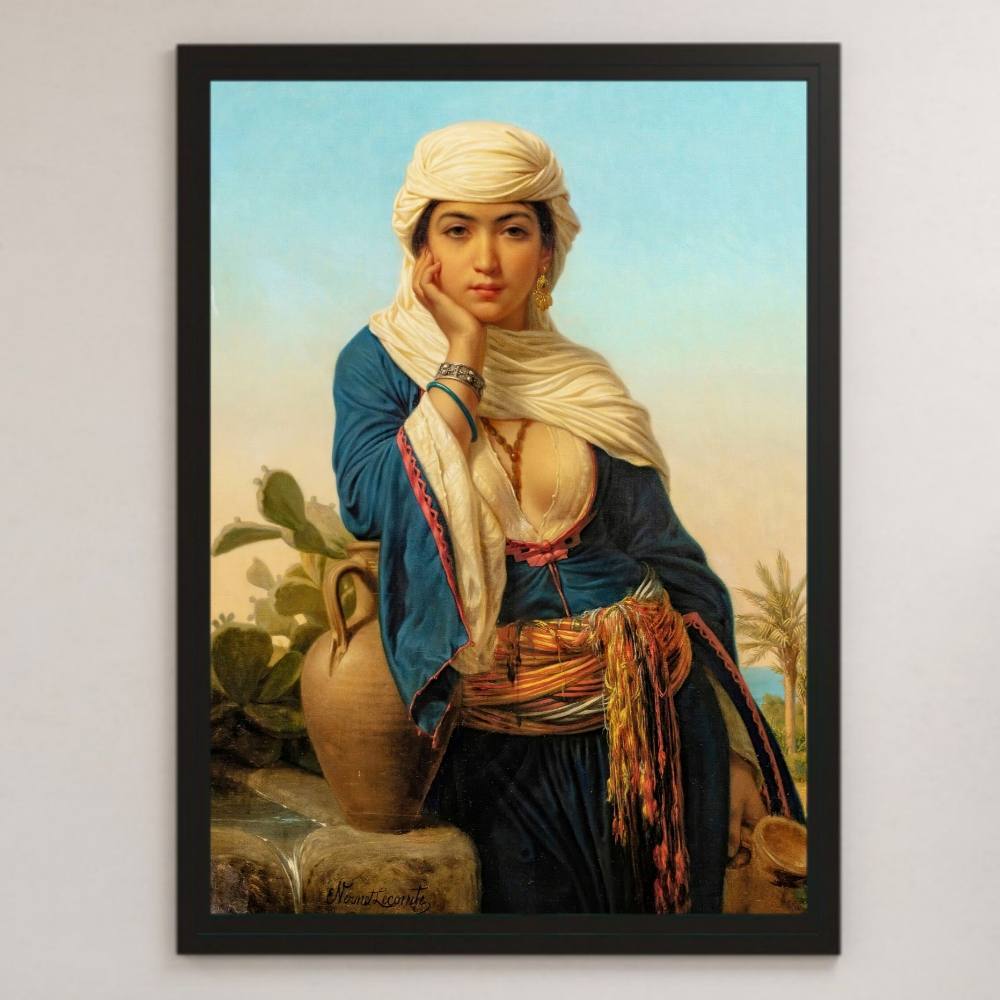 लेकोंटे रेबेका पेंटिंग आर्ट ग्लॉसी पोस्टर A3 बार कैफे विंटेज क्लासिक रेट्रो इंटीरियर महिला पेंटिंग लैंडस्केप पेंटिंग पगड़ी पानी का जग, आवास, आंतरिक भाग, अन्य