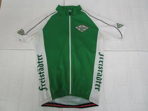 W.23E27 CIJ * postage 230 jpy fixed amount * cycle jersey FREISTADTER SOUL LIMIT men's S size green & white USED *