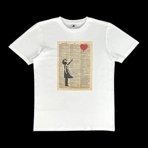 新品 大きい オーバー サイズ XXL 3XL 4XL 5XL 対応 バンクシー BANKSY 風船と少女 英字記事 辞書ページ ビッグ Tシャツ ロンT パーカー 可