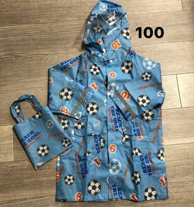 レインコート　カッパ　100 サッカー柄