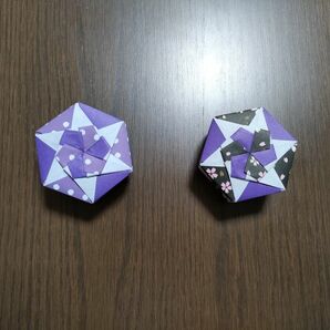 〈38〉折り紙の六角箱（深）／　2個