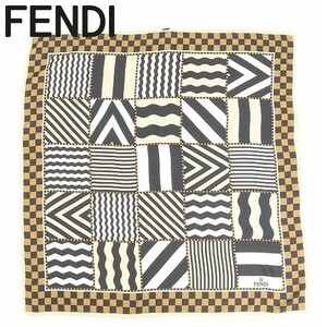 美品 ヴィンテージ◆FENDI フェンディ 総柄 大判 シルク スカーフ