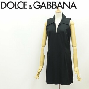 ◆DOLCE&GABBANA ドルチェ＆ガッバーナ サイドスナップ スキッパー ノースリーブ ワンピース 黒 ブラック 38