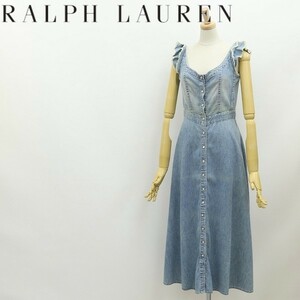  domestic regular goods *RALPH LAUREN Ralph Lauren front button cotton Denim long One-piece indigo blue 7